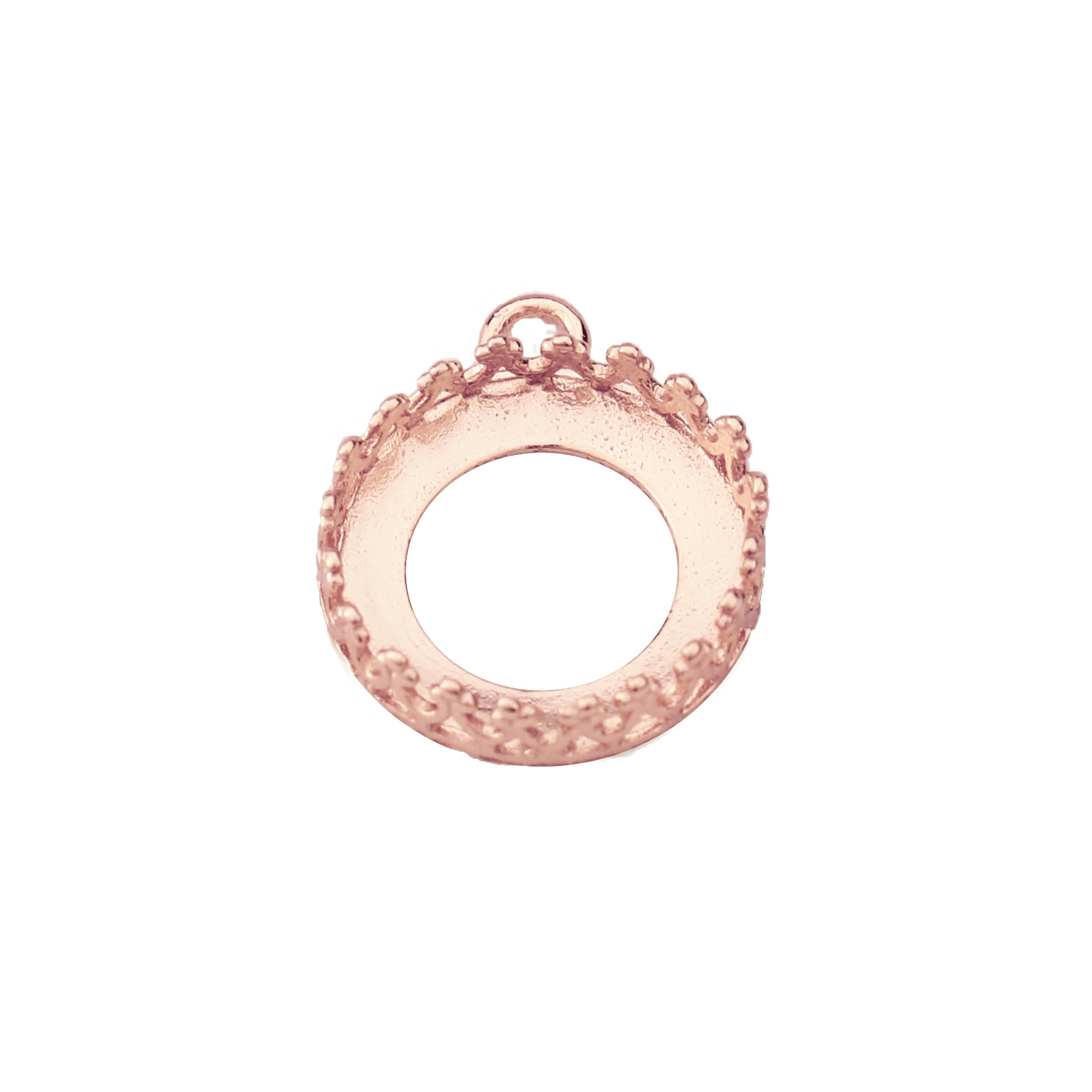 12MM Round Crown Bezel Settings Solid 925 Sterling Silver Rose Gold Plated DIY Pendant Cabochon Supplies 1411289 - Click Image to Close